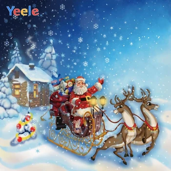 Рождественская фотосессия Yeele, Сани Санта-Клауса, Снежный Лось, Фоновые фотографии, Персонализированные Фотографические Фоны для Фотостудии