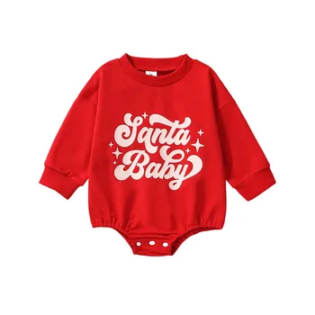 Рождественский свитер для новорожденных девочек и мальчиков, Наряд Санта-Клауса, Детская Толстовка, Комбинезон, Одежда Оверсайз