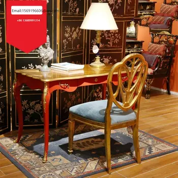 Роскошная французская маленькая семейная ручная роспись из массива березы в европейском стиле, неоклассическая 1,2-метровая черно-красная мебель для рабочего стола на заказ