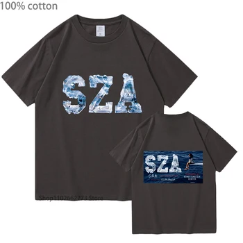 Рубашка SZA SOS, Винтажные/ретро футболки с аниме, Футболка Kawaii Manga, 100% Хлопок, футболки в стиле хип-хоп, Мягкая Мужская/женская футболка, Уличная Повседневная