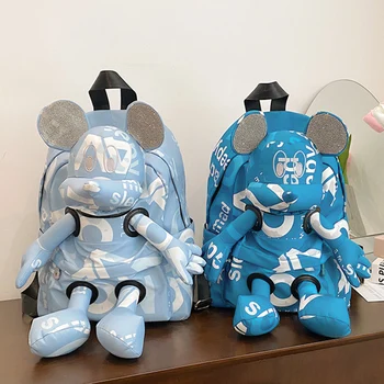 Рюкзак Disney с Микки и Минни Маус Большой Емкости, Школьная сумка с Мультяшной 3D Куклой, Трендовая сумка через плечо для детей, подарки