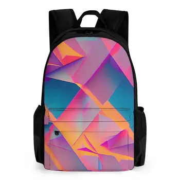 Рюкзак с геометрическим модным принтом и карманом, большая вместительная сумка на плечо из полиэстера, школьный рюкзак для девочек, дорожная сумка