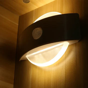 Светодиодный ночник с датчиком движения, Аккумуляторная лампа или USB для шкафа, спальни, гостиной, настенного входа