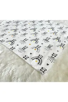 Серое фланелевое одеяло с рисунком панды для девочек и мальчиков, Хлопковое Одеяло для пеленания 90x80, одинарный размер, Одеяло для младенцев и детей, домашний текстиль