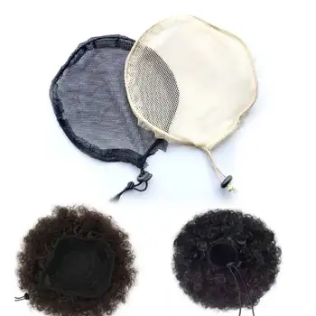 Сетка для волос в виде пучка, завязанного в хвост, с регулируемым ремешком на спине, сетки для волос, афро-слоеная сетка, шапочки для париков, инструменты и аксессуары для укладки париков