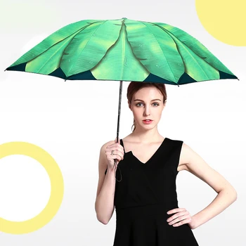 Складной зонт От дождя, женский зонт с ветрозащитным узором в виде банановых листьев, Женский зонт для защиты от солнца на открытом воздухе