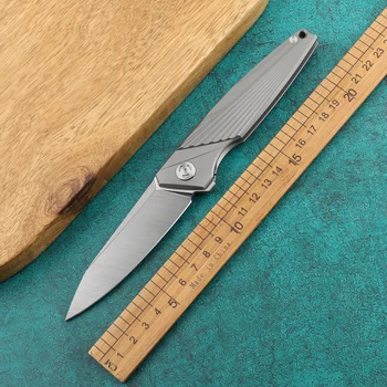 Складной нож NINE THORN -M390 с лезвием из титанового сплава, ручкой из титанового сплава, фруктовый нож для кемпинга на открытом воздухе, EDC инструмент