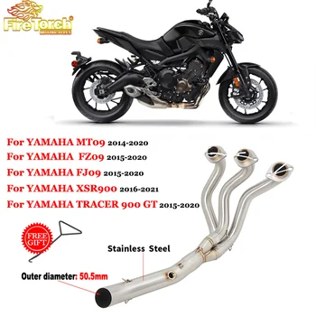 Слипоны Для Yamaha MT09 FZ09 FJ09 XSR900 TRACER 900 GT 2014-2020 Мотоциклетная Выхлопная Система, Модифицированная Передняя Соединительная Труба Глушителя Moto