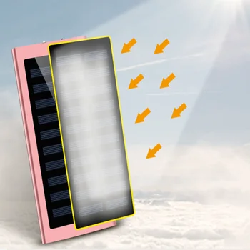 Солнечный Блок питания 30000 мАч Большой емкости, ультратонкий 9 мм со светодиодной подсветкой, Внешнее солнечное зарядное устройство, дорожный блок питания для смартфона