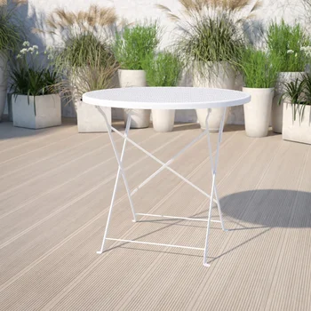 Товарный 30-дюймовый Круглый Белый Складной столик для внутреннего и наружного использования из стали