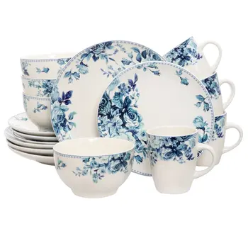 Традиционный Элегантный набор посуды Blue Rose из 16 предметов