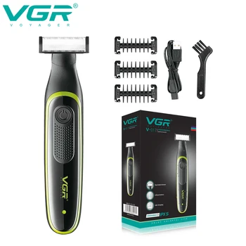 Триммер для волос VGR, водонепроницаемая бритва, Профессиональный триммер для бороды, Электрическая бритва для бороды, перезаряжаемый станок для бритья для мужчин V-017
