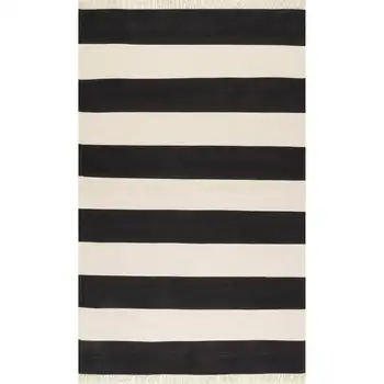 Украсьте свой дом ярким ковриком Ashley в черно-белую полоску размером 3 x 5 дюймов