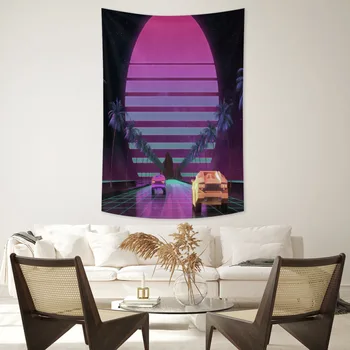 Ультрафиолетовый-Гобелен-Флуоресцентный-Гобелен-Город будущего-Гобелен-3D-Гобеленовая ткань Макраме, Настенная ткань для декора пляжной комнаты