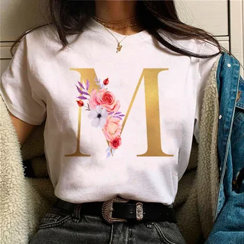Футболка с алфавитом от А доЯ, женская летняя футболка, женская дизайнерская одежда в стиле манга 2000-х годов