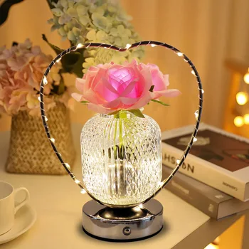 Хрустальный ночник в виде розы, настольная лампа, Атмосферная лампа в виде подсолнуха, Романтический Стеклянный ночник для спальни, декор прикроватной комнаты
