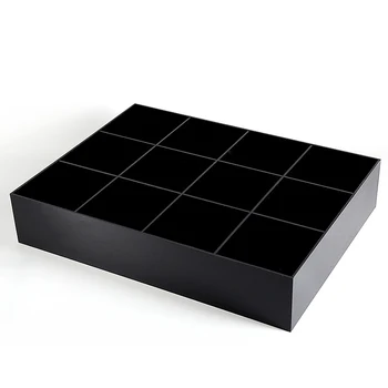 Черный / прозрачный акриловый решетчатый ящик для хранения ювелирных изделий, Прозрачные перегородки, органайзеры для кусочков ногтей, пуговицы, пояс с бусинами, Коробка для показа