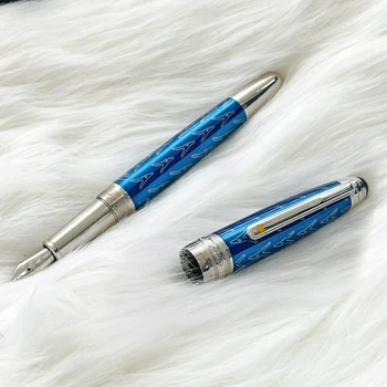 Шариковая ручка-роллер PPS Le Petit Prince 145 с рисунком Лисы, Синий Металлический Темно-красный бочонок из смолы с серийным номером