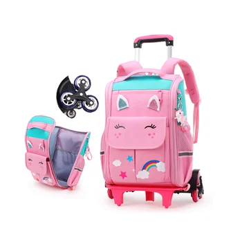 Школьная сумка, Студенческие Рюкзаки на Колесиках Большой Емкости, Детская Тележка, сумка на колесиках, Детский рюкзак на Колесиках