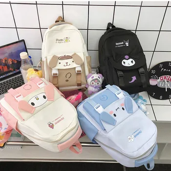Школьные сумки для студентов Sanrio, аниме Melody Kuromi Cinnamoroll, Подростковый Водонепроницаемый рюкзак с множеством карманов, Модный рюкзак для подростков