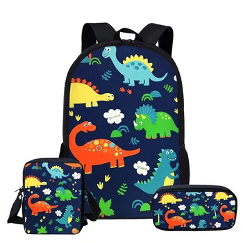 Школьные сумки с Мультяшным динозавром для девочек, Детский школьный рюкзак, 3 шт./компл., Детские школьные сумки, Ортопедические рюкзаки для девочек