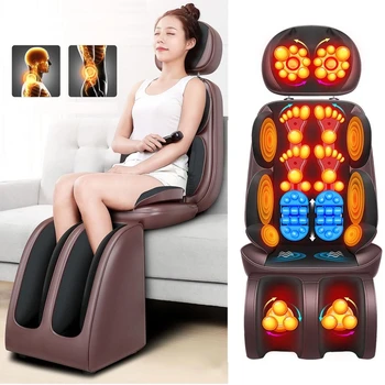 Электрическое массажное кресло для всего тела, подушка для массажа шеи, спины, талии, массажный коврик с подогревом и вибрацией в подарок жене и родителям 220 В