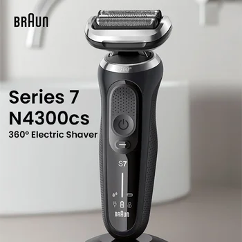 Электробритва Braun N4300cs серии 7 с возвратно-поступательным движением для сухого и влажного использования, водонепроницаемая для безопасного бритья бороды для мужчин со светодиодным дисплеем