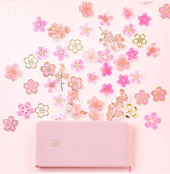 1 Упаковка Декоративной наклейки из розовой бумаги с лепестками сакуры, украшение для дневника в виде пули