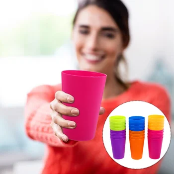 24 шт. Пластиковая Радужная чашка в простом стиле, чашка для питья Воды, чашка для напитков