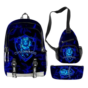 3D Новая вечеринка для сталкивающихся парней, Школьная сумка для учеников начальной и средней школы, рюкзак, сумка для карандашей, Ранец из трех предметов