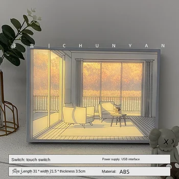INS Light LED Декоративная Световая Картина Прикроватная картинка В стиле аниме Креативный Современный Имитирующий Солнечный Рисунок Ночник Подарок