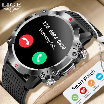 LIGE Bluetooth Call Smartwatch Для Мужчин С Большим Аккумулятором Емкостью 450 мАч, Спортивные Часы для мониторинга здоровья, Мужские Водонепроницаемые Смарт-Часы