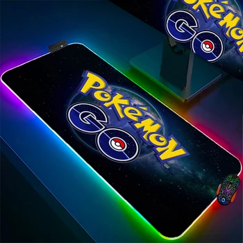 Pokémon RGB Игровой Коврик Для Мыши Ноутбук Светящийся Компьютер Офисные Аксессуары Для ПК Аниме Коврики Для Мыши Противоскользящие Крутые Толстые Коврики Для Клавиатуры