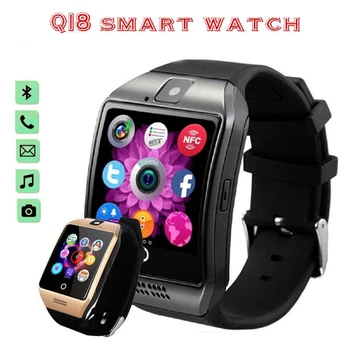 Q18 Bluetooth-совместимые Смарт-часы с камерой Facebook Whatsapp Синхронизация Twitter Спортивные Смарт-часы с поддержкой SIM-карты PK A1 T100 DZ09
