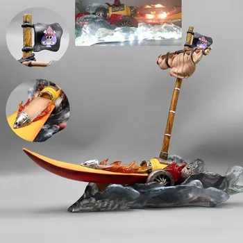 Аниме One Piece Фигурки Ace Fireboat Фигурки Героев Лодка Корабль Фигурка 37 см ПВХ Статуя Модель Коллекция игрушек для детей Подарки