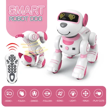 Забавный Радиоуправляемый робот, Электронная собака, Трюковая собака, Голосовая команда, Программируемая музыкальная песня, робот-собака, Игрушки для девочек, детские