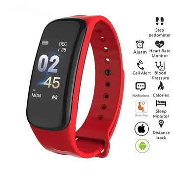 Новые Смарт-часы-браслет C1plus для фитнеса, измерения артериального давления, пульсометра, отслеживания сна, браслет для Android IOS, прямая поставка