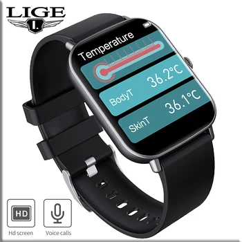 Смарт-часы LIGE Bluetooth Call Для Мужчин И Женщин, фитнес-трекер с полным касанием, Водонепроницаемый Смарт-браслет с температурой сердечного ритма, Умные Часы